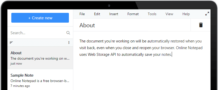 Madmedia Online Notepad Screenshot